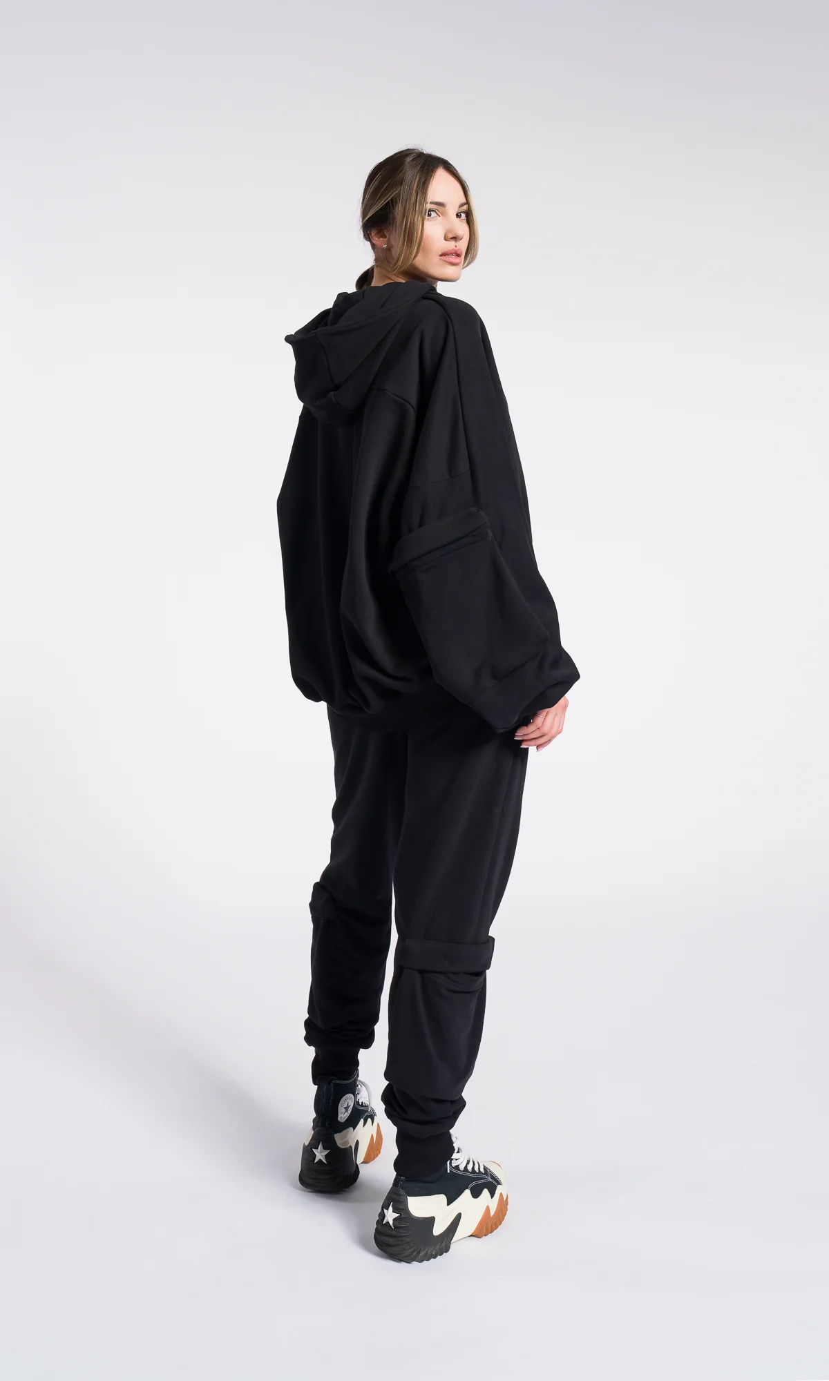 Long Zipper Fleece Hooded Sweatshirt / Maxi Hoodie with Thumb holes / Lined Extra Long Alternative Hoodie - Image 6