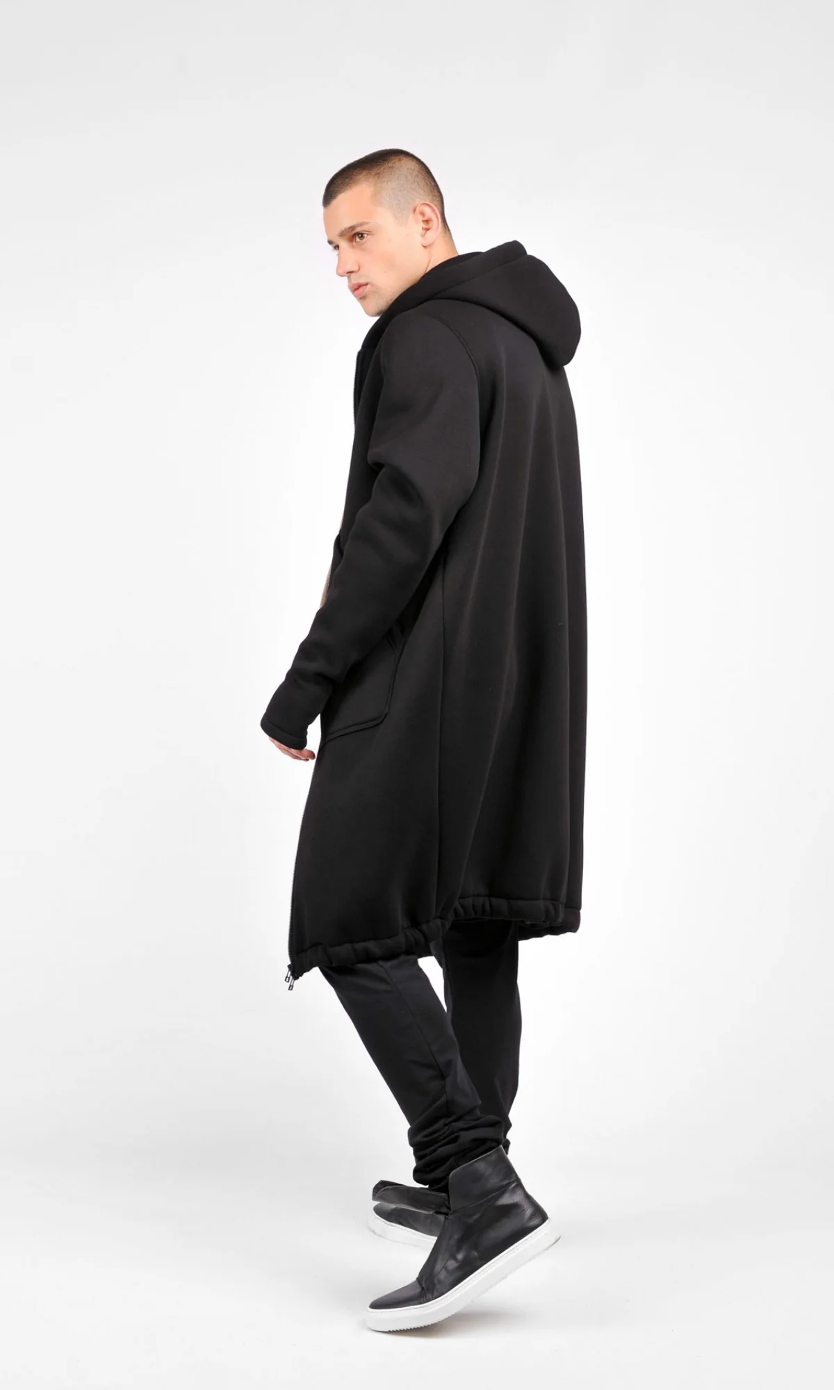 Long Zipper Hoodie Coat - Image 6