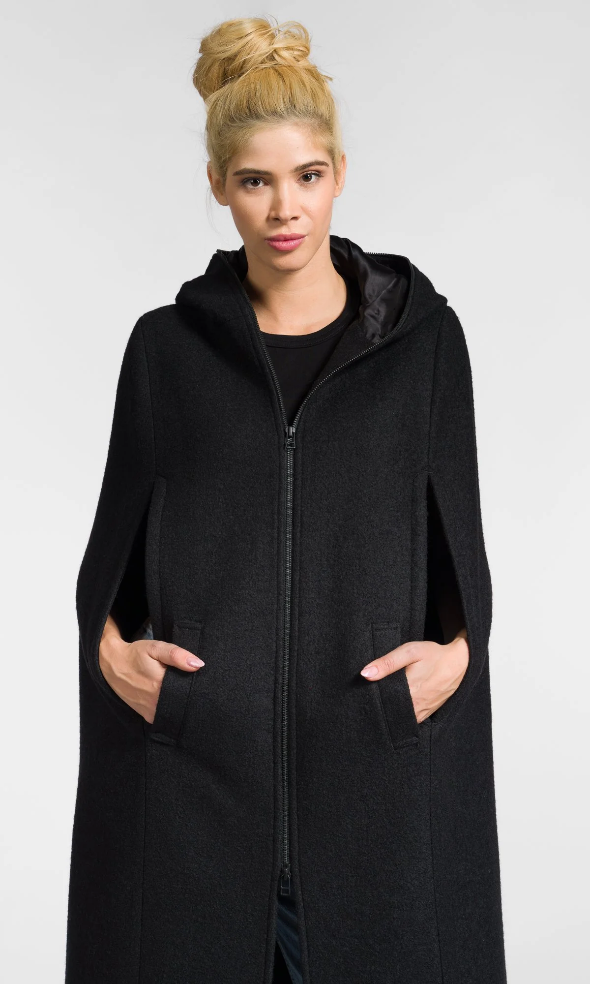 Long Zippered Cape Coat - Image 10