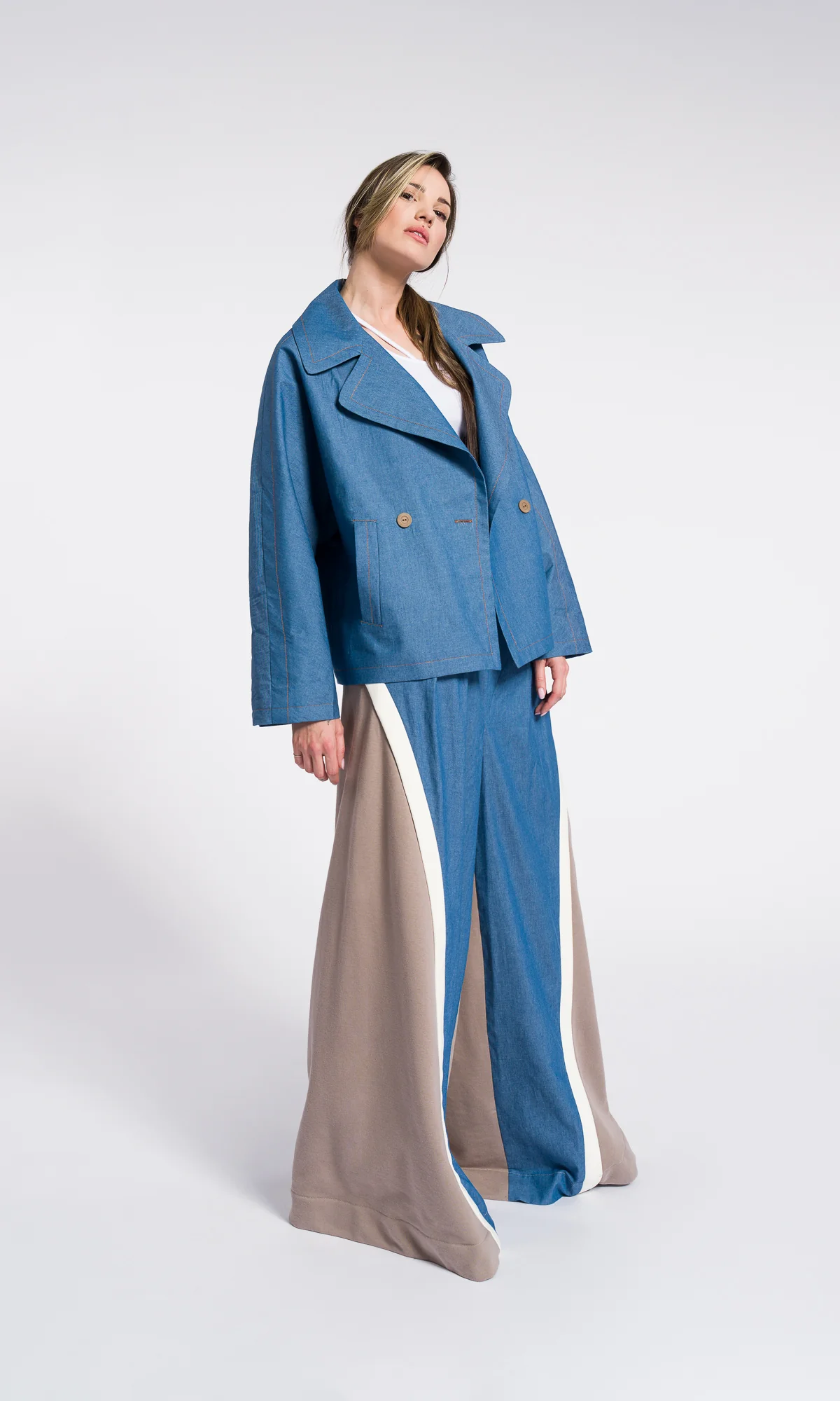 Loose Cotton Wide Leg Pants , Denim cotton - Image 10