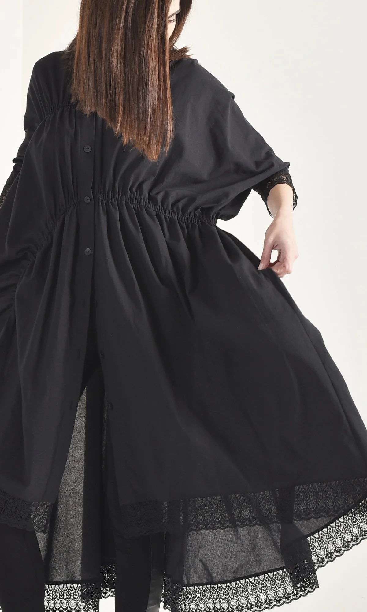 Maxi Shirt Dress with Lace Ends - Image 5