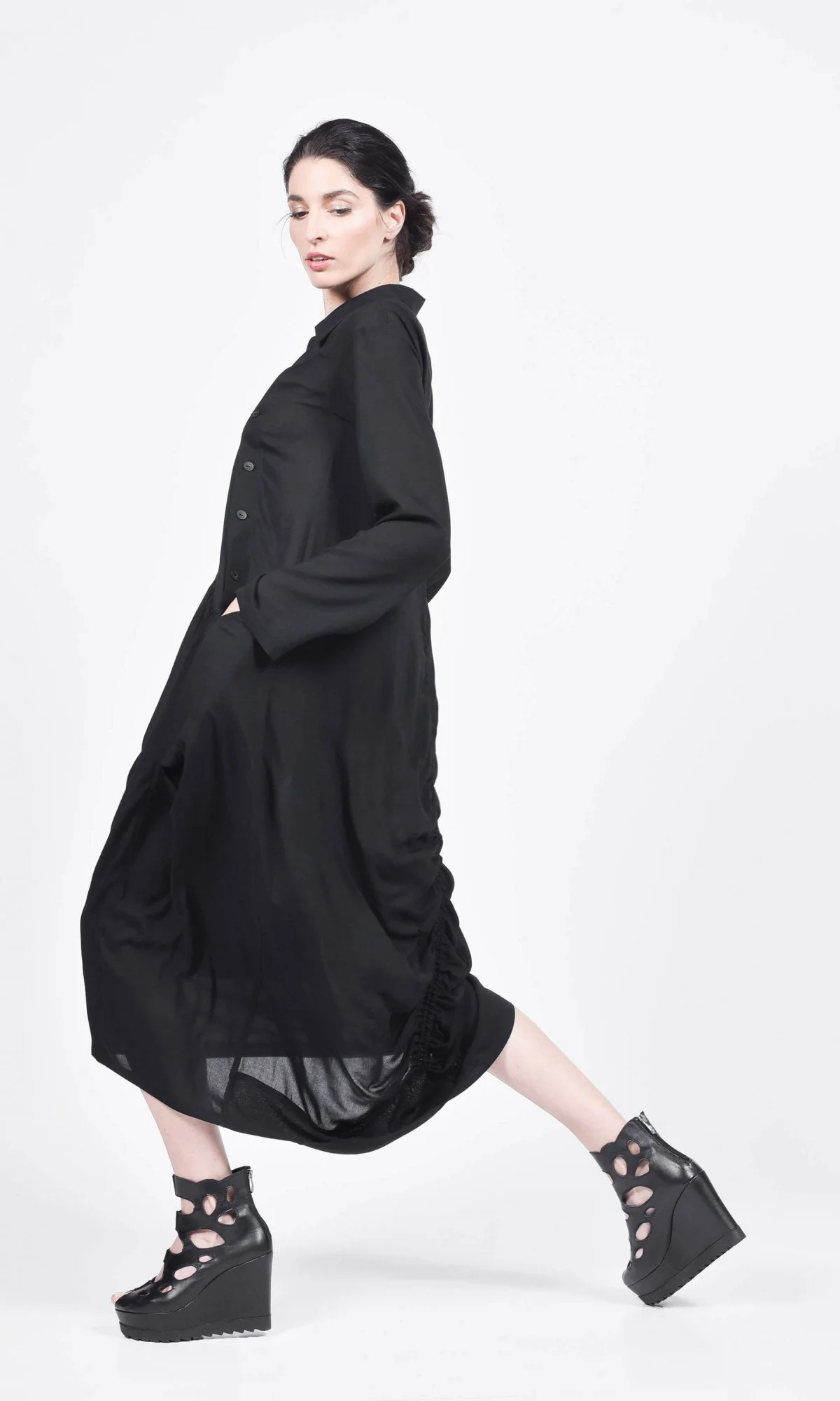 Maxi Shirt Dress with Side Pockets - Image 3