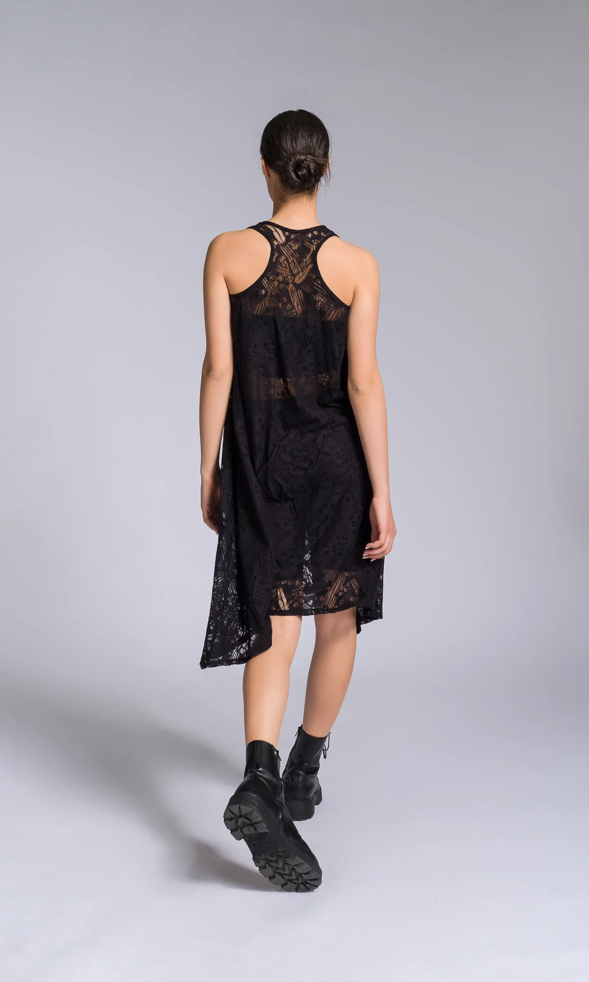 Mixed Fabric Modular Draped Dress - Image 8