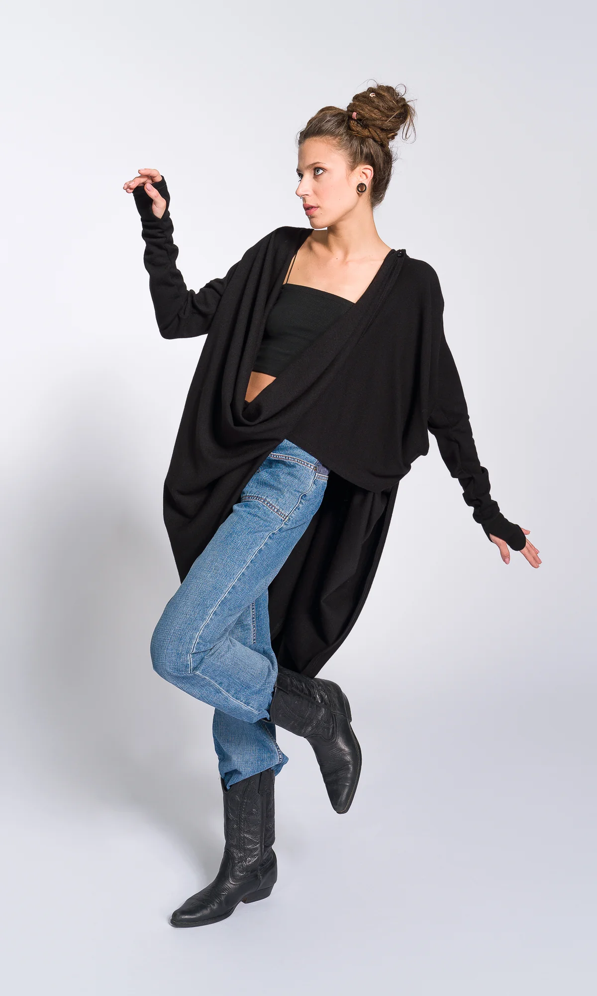Multi-Way Knit Poncho Cardigan - Image 3