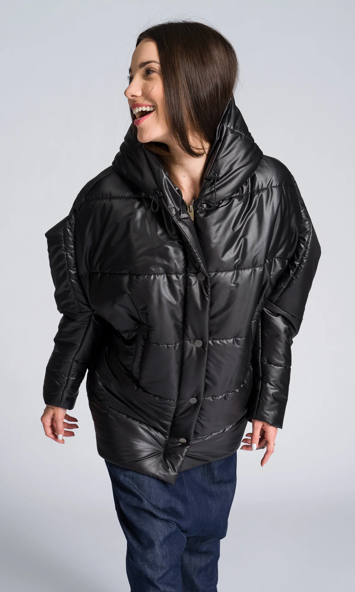 Oversized Quilted Jacket with Drop Shoulder - Image 4
