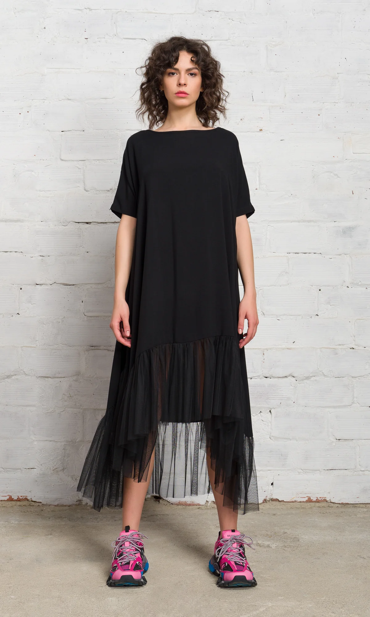 Oversized Tulle Hem Dress - Image 4