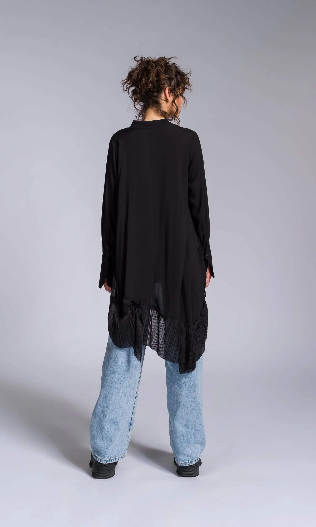 Pleated Hem Asymmetric Shirt - Image 4