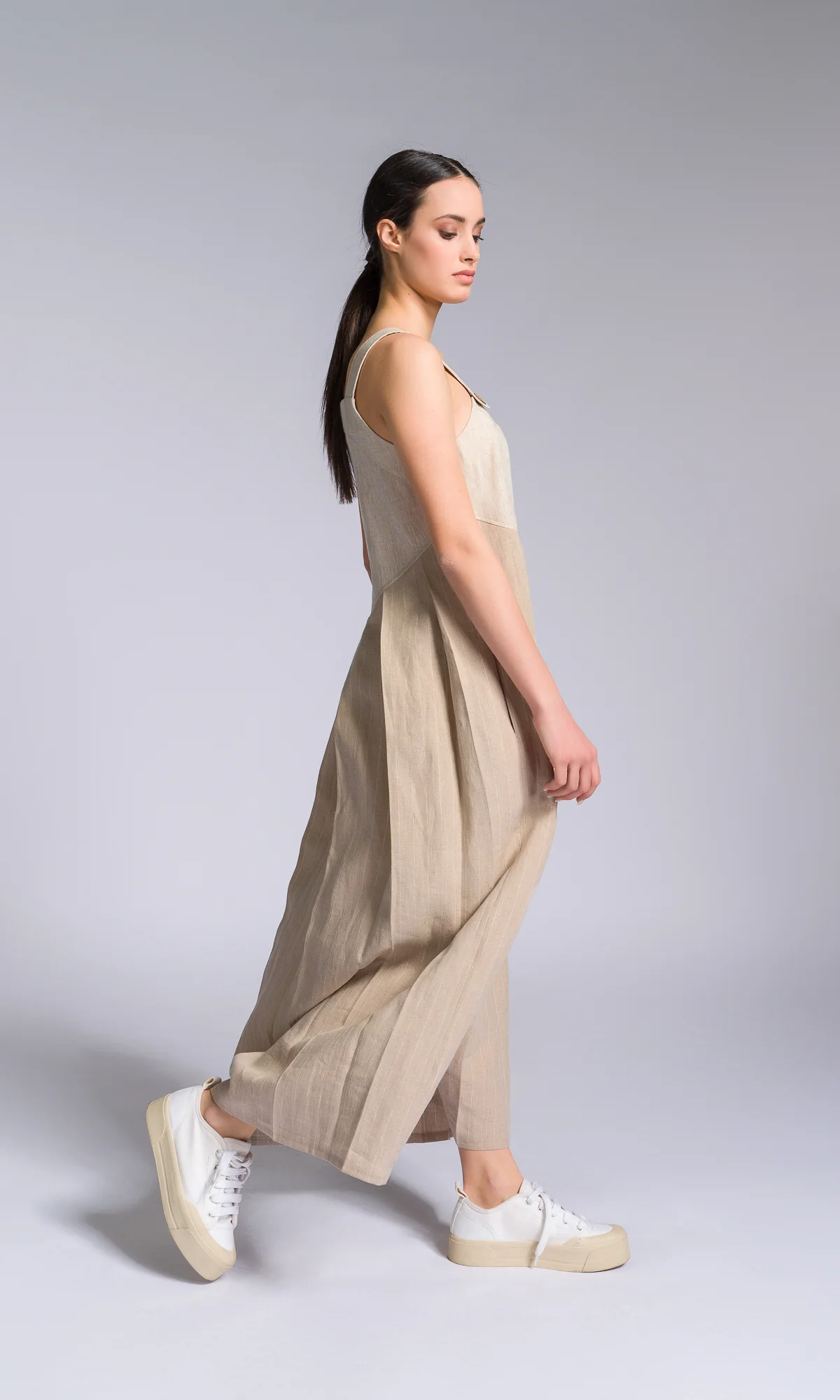 Pleated Linen Pinafore Dress - Image 6