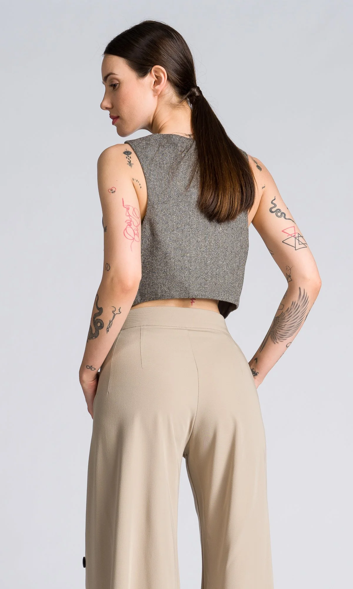 Short Herringbone Suit Vest - Image 4