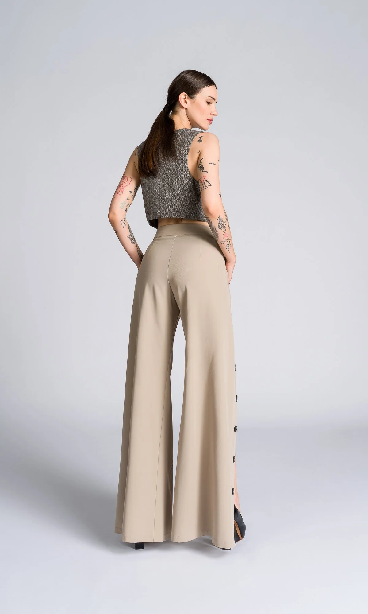 Short Herringbone Suit Vest - Image 5