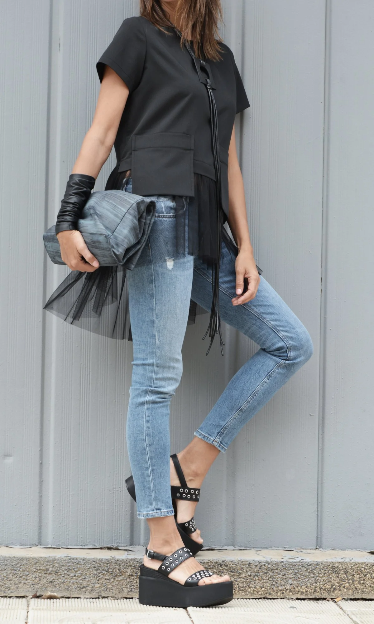 Short Sleeve Tulle Blouse - Image 3