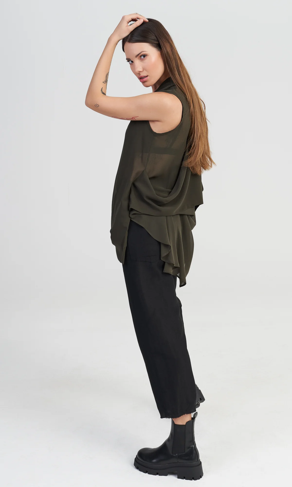 Sleeveless Top with Draped Back - Image 2