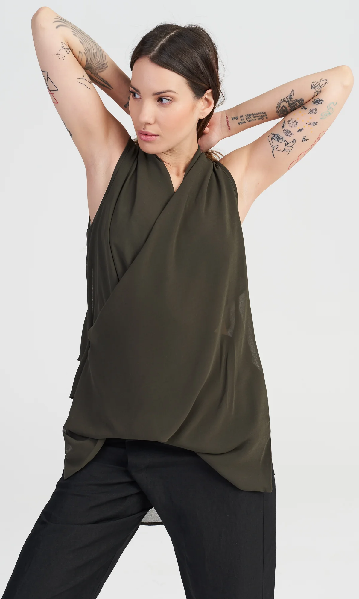 Sleeveless Top with Draped Back - Image 3