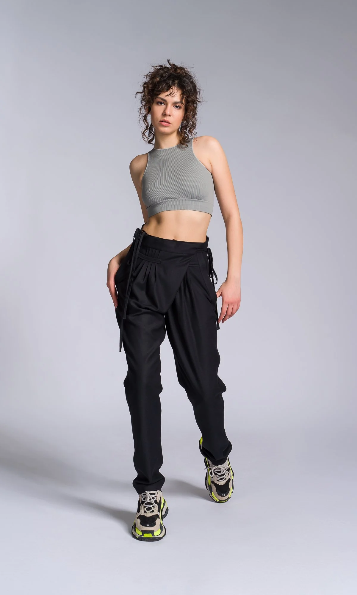 Tapered Pants with Overlap Front - Image 4
