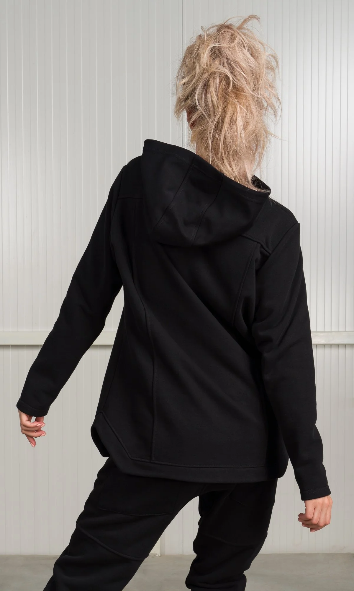 Two-piece Set of Hooded Sweatshirt and Jogger Pants with Seam Details - Image 8