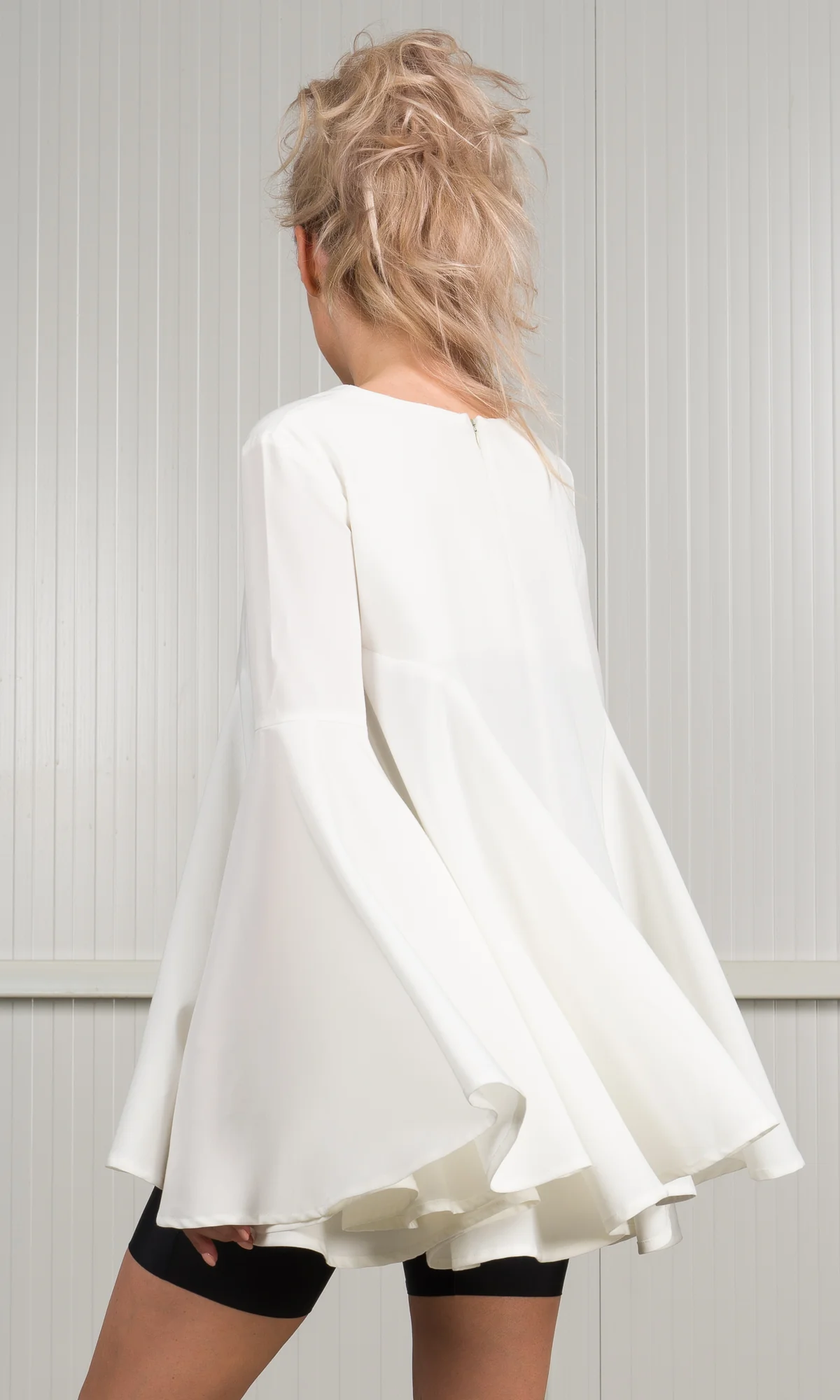 V-neck Blouse with Flaring Sleeves - Image 6