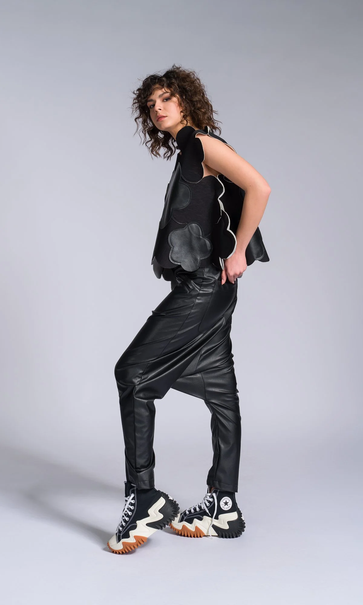 Vegan Leather Pants with Deep Drop Crotch - Image 5