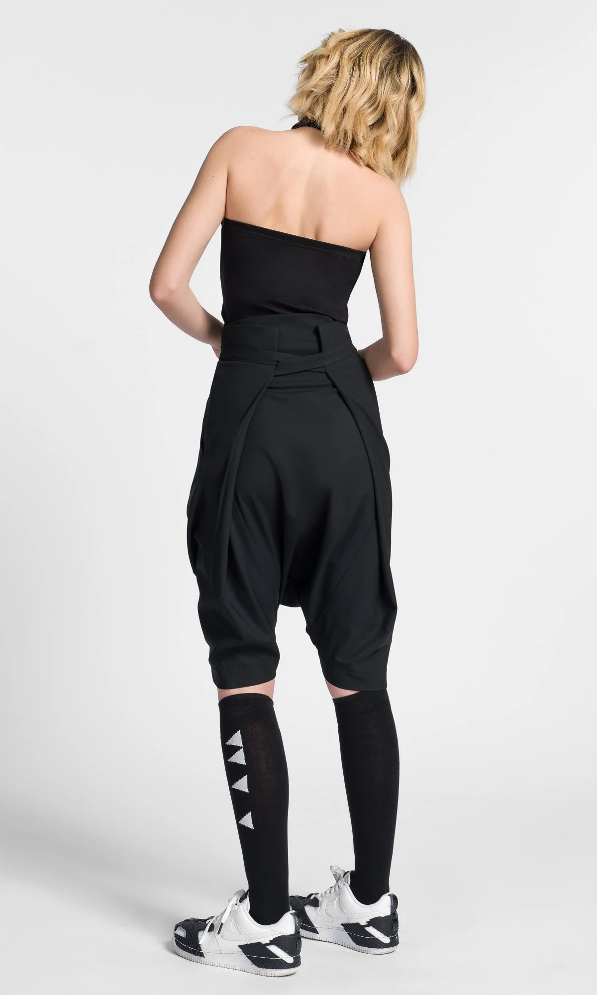 Waist Wrap Bermuda Pants with Drop Crotch - Image 4