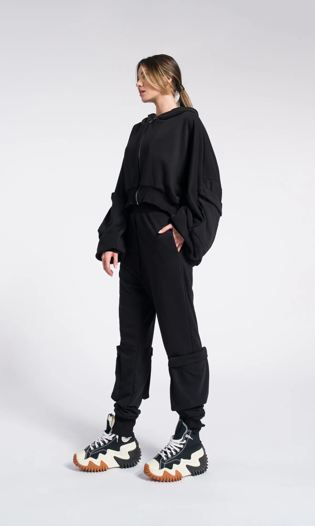 Wide Leg Pants Loose Fit Fall Trousers Cotton Pants with pockets elastic Band Waistline - Image 4