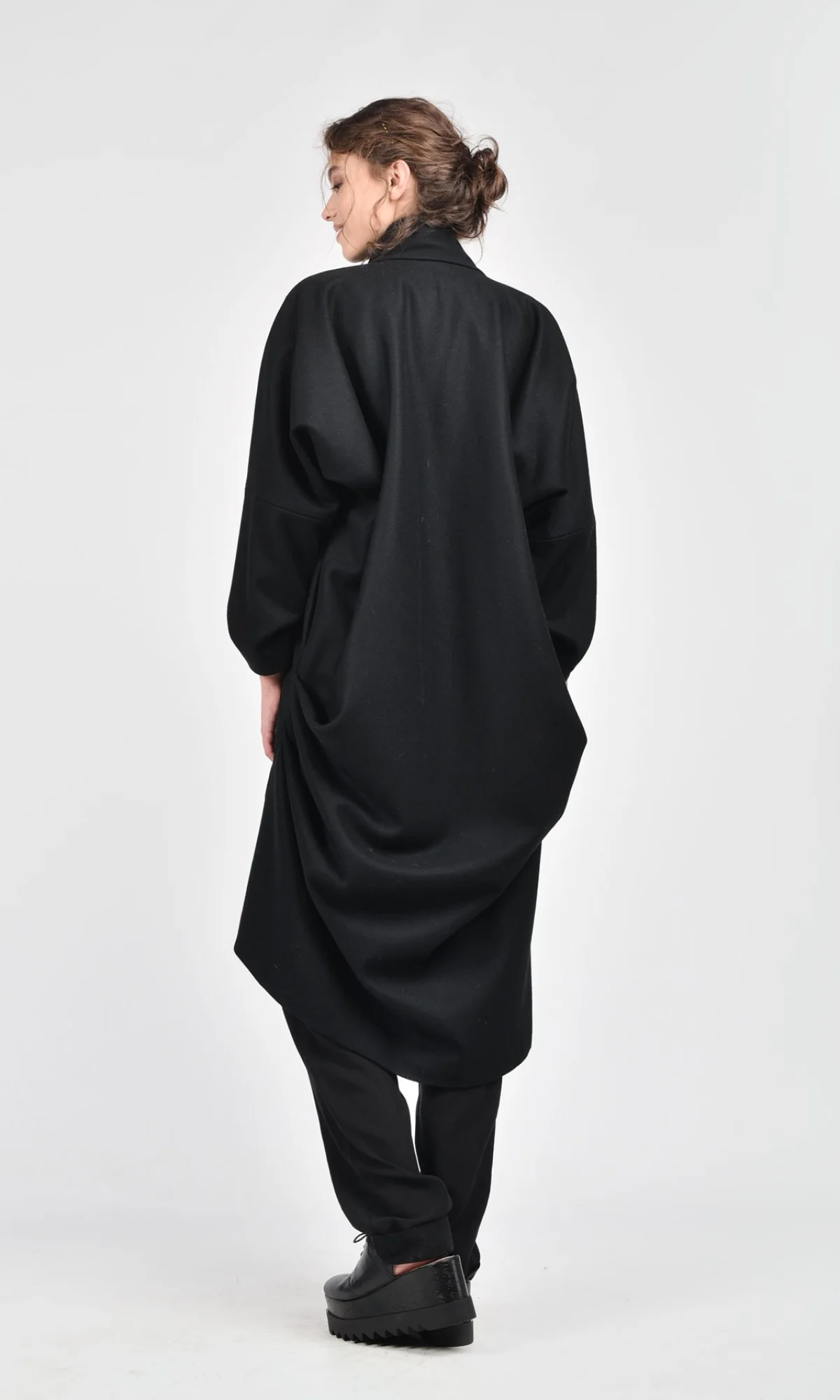 Wool Blend Asymmetric Coat - Image 3