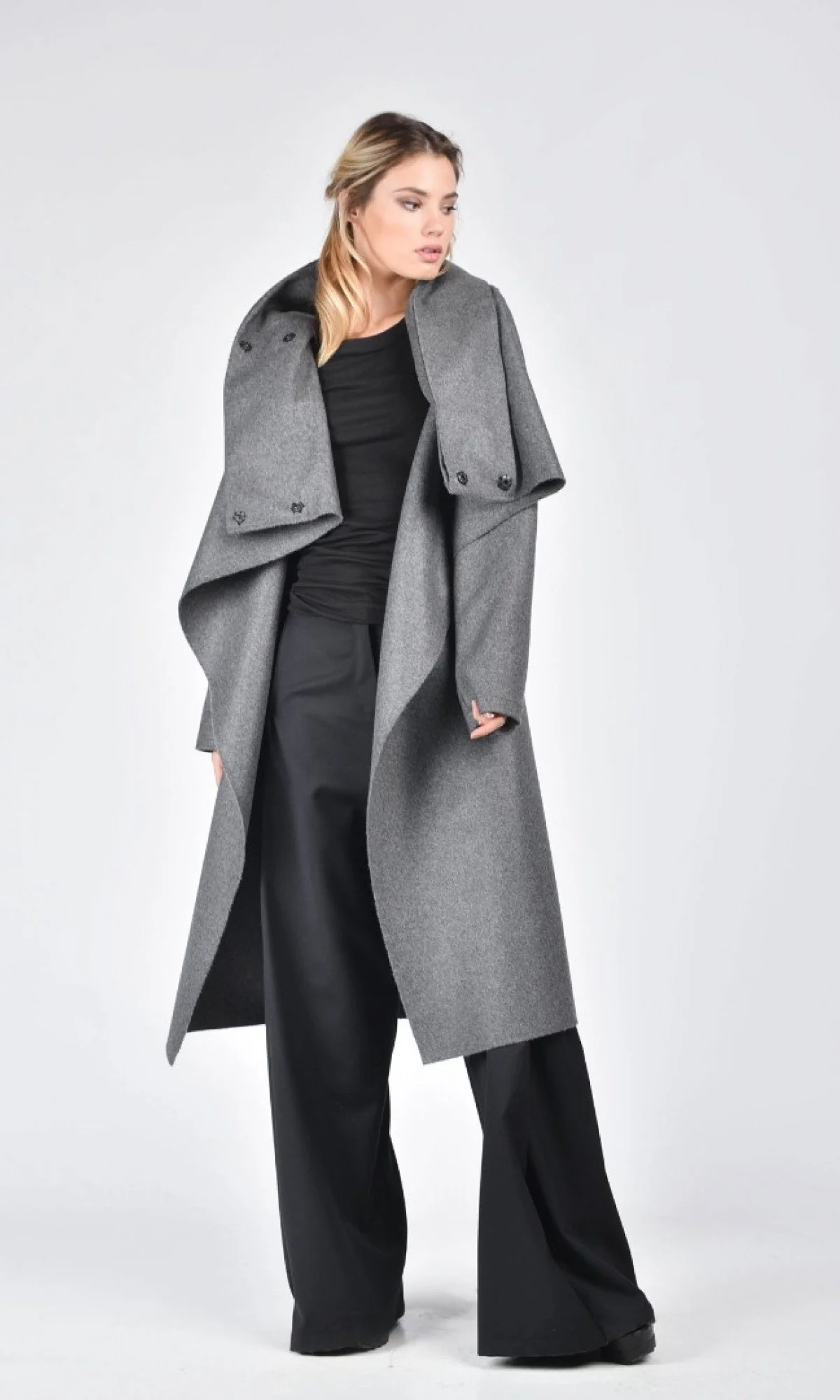 Wool Felt Coat with High Collar - Image 3
