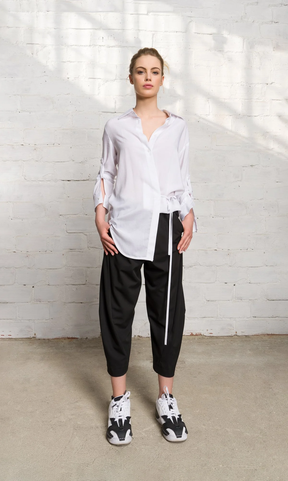 Wrap Shirt with Button-Tab Sleeves - Image 5