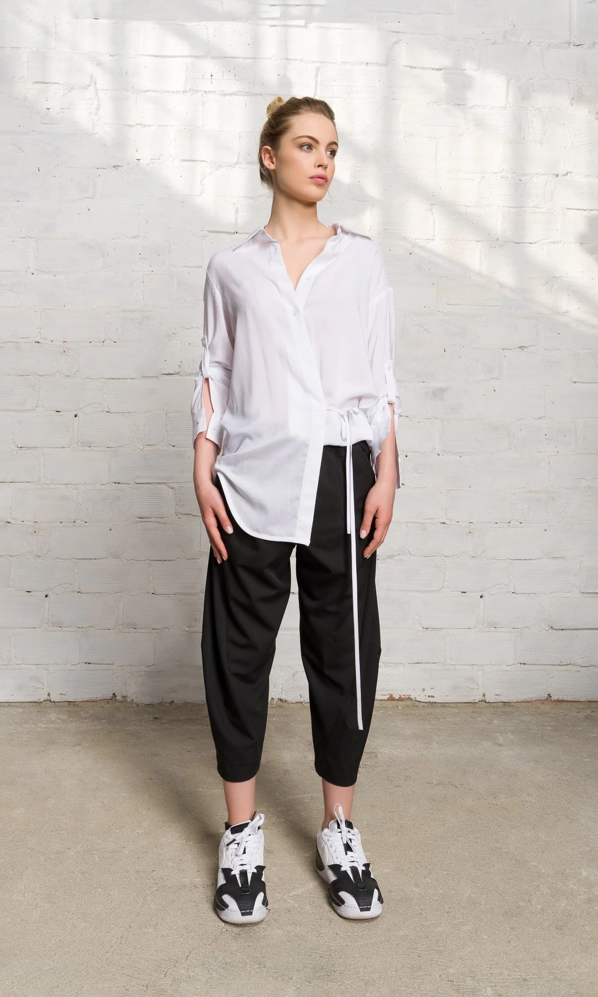 Wrap Shirt with Button-Tab Sleeves - Image 8